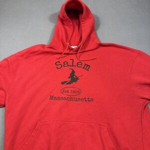 SWEATSHIRT HOODED Salem Massachusetts Witch Graphic RED XXL